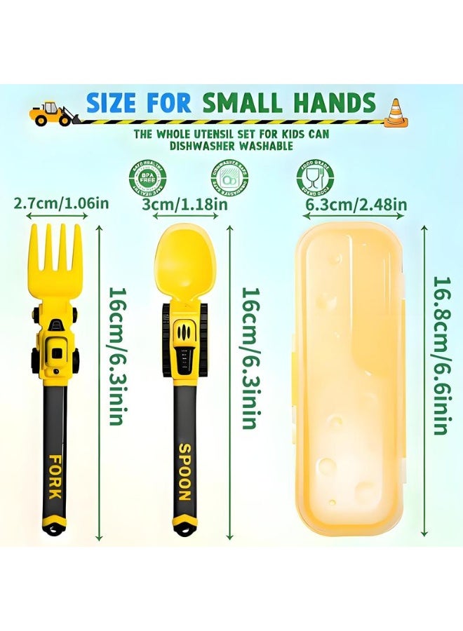 ECLux Construction Vehicle Kids Utensil Set 🚜 | Durable Utensils Tableware | 3-Piece Feeding Set with Spoon, Fork & Storage Case | Soft Grip | Dishwasher Safe | Perfect for Travel & Home | - Image 3